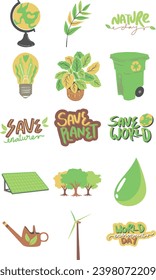 Green World Environment Day Illustration Set