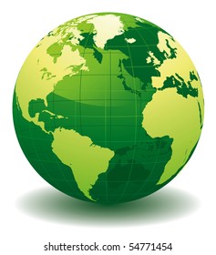 Green World globe - editable vector illustration