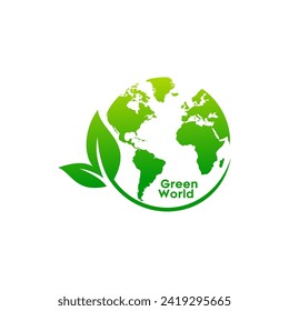 Green world icon. World environment day, earth day, save the earth. Nature illustration vector graphic