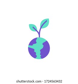 green world icon flat design vector. isolated on white background