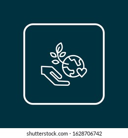 Green world icon line symbol. Premium quality isolated global eco element in trendy style.