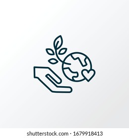 Green world icon line symbol. Premium quality isolated global eco element in trendy style.