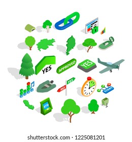 Green world icons set. Isometric set of 25 green world vector icons for web isolated on white background