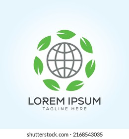 Green World Leaf Logo Template In Modern Creative Minimal Style Vector Design