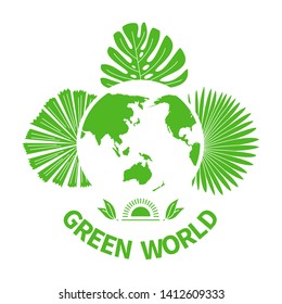 Green world leaves silhouette analysis icons Greenpeace vector set elements modern abstract design linear eco logo emblem green planet nature collection tree healthy food vector symbol set