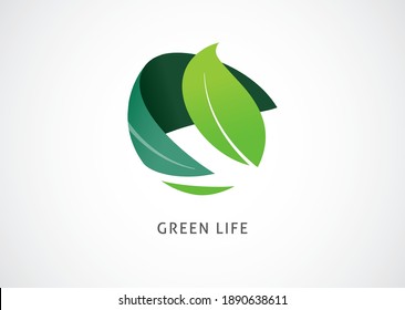 Green world logo and icon, concept design