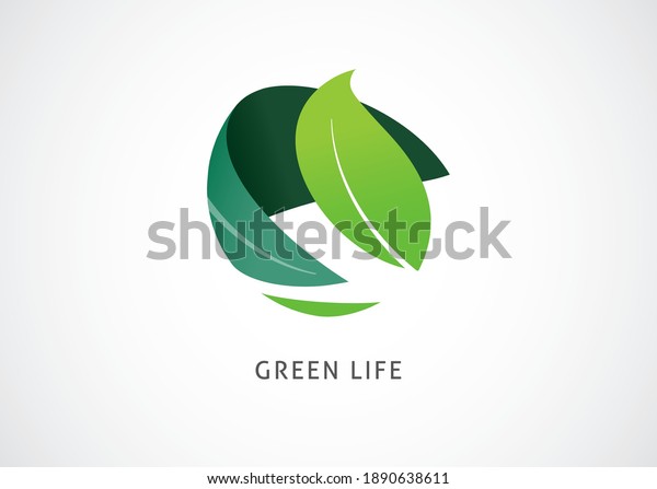 Green world logo and icon, concept design