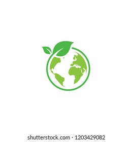 Green world logo or icon design template - Shutterstock ID 1203429082