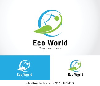 Logo del mundo verde o plantilla de diseño de iconos Ecológico