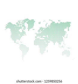 Green World Map Design. Hatched World Map with signs of dollars. design for your business advert of economic, wealth, travel. Vector Illustration