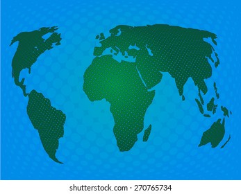 Green world map with halftone