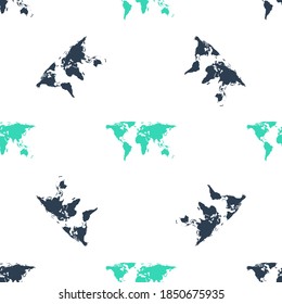 Green World map icon isolated seamless pattern on white background. Vector.