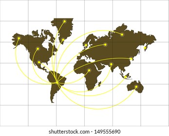 Green World map with infographic connection concept