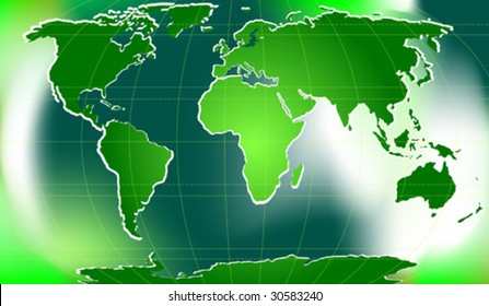 mapa de mundo verde com linhas latitudinais e longitudinais
