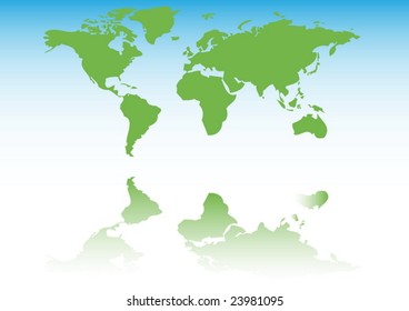 Green world map vector