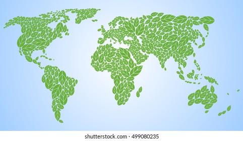 Green world map. Vector illustration.