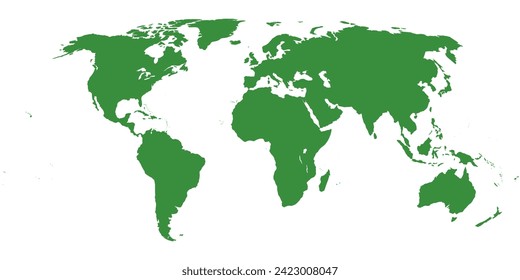 A Green World Map Vector Separated Background