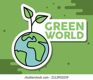 green world planet with leafs