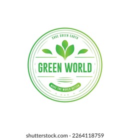 Green world and planet logo. Save the green world logo