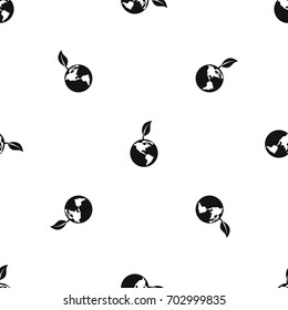Green world qlobe with leaf in simple style isolated on white background vector illustration