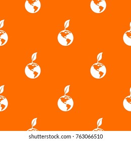 Green world qlobe with leaf in simple style isolated on white background vector illustration