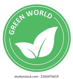 Green world. Green sign, emblem, market, banner, sticker