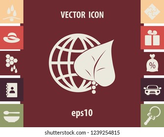 Green world sign, vector icon