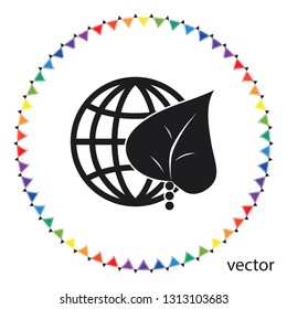Green world sign, vector icon