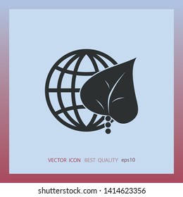 Green world sign, vector icon