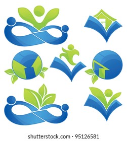 green world, vector collection of  homes, people, communication and ecological symbols