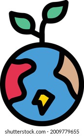 green world vector line colour icon