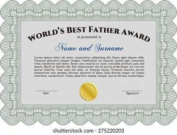 Green world's best father award template with sample text