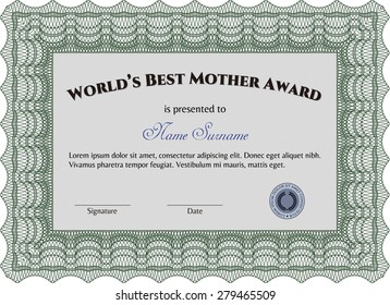 Green world's best mother award template