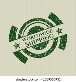 Green Worldwide Shipping distressed rubber grunge texture stamp