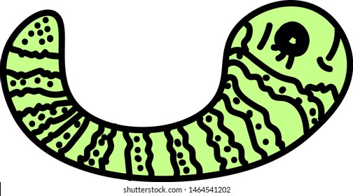 Green worm, illustration, vector on white background.