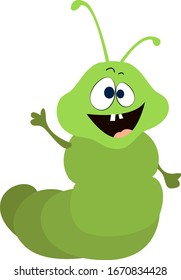 Gusano verde, ilustración, vector sobre fondo blanco.