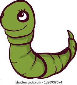 Green worm, illustration, vector on white background