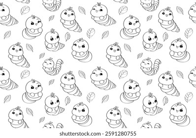 green worm line art. seamless pattern for decorating all fashion designs, fabrics, wallpapers and prints. 

