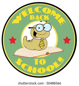Green Worm On A Green Welcome Back To School Circle
