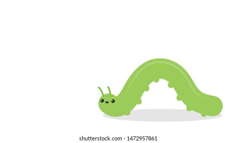Green worm vector. worm cartoon vector. wallpaper. free space for text.