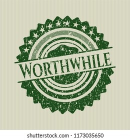 Green Worthwhile distressed rubber seal with grunge texture