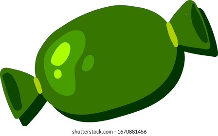Green wrapped candy, illustration, vector on white background.