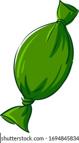 Green wrapped candy, illustration, vector on white background