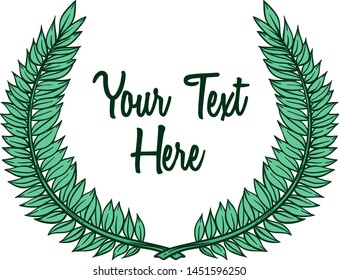 Green Wreath With Branches and Leaves by Using Hand Drawn Style. Perfect for Wedding Invitation, Poster and Logo