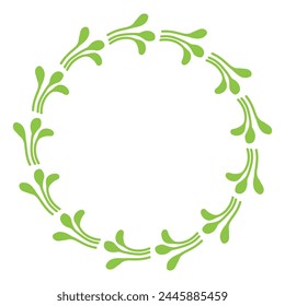 Green Wreath Leaves drawn by hand with empty place for text. Leafy Spring Frame for congratulations quotes with copy space. Minimalist vector illustration.