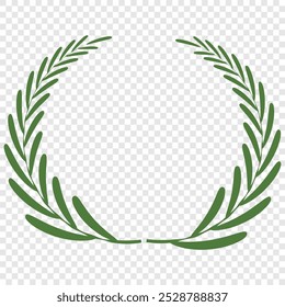 Green wreaths and branches with leaves. Hand drawing laurel wreaths and branches collection. Laurels wreaths, swirls, twigs and flower ornaments. Herbs, flowers and plants elements. Design elements.