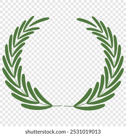 Green wreaths and branches with leaves. Hand drawing laurel wreaths and branches collection. Laurels wreaths, swirls, twigs and flower ornaments. Herbs, flowers and plants elements. Design elements.