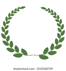 Green wreaths and branches with leaves. Hand drawing laurel wreaths and branches collection. Laurels wreaths, swirls, twigs and flower ornaments. Herbs, flowers and plants elements. Design elements.