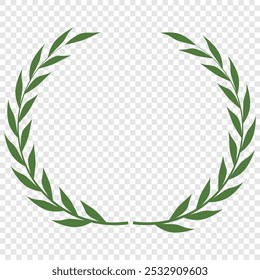 Green wreaths and branches with leaves. Hand drawing laurel wreaths and branches collection. Laurels wreaths, swirls, twigs and flower ornaments. Herbs, flowers and plants elements. Design elements.