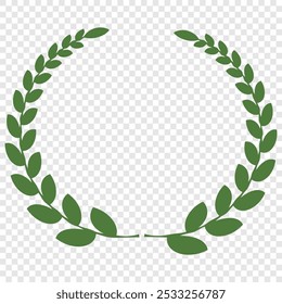 Green wreaths and branches with leaves. Hand drawing laurel wreaths and branches collection. Laurels wreaths, swirls, twigs and flower ornaments. Herbs, flowers and plants elements. Design elements.